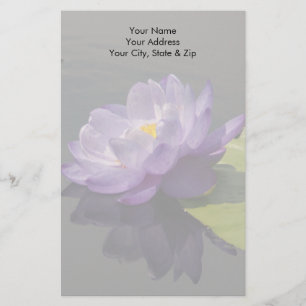 Blue Purple Lotus Waterlily Flower Stationery