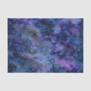 Blue Purple Majestic Starry Nebula Watercolor Tissue Paper