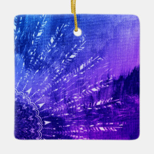 Blue Purple Mandala Clouds Boho Bohemian Ceramic Ornament