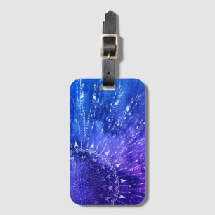 Blue Purple Mandala Clouds Boho Bohemian Luggage Tag