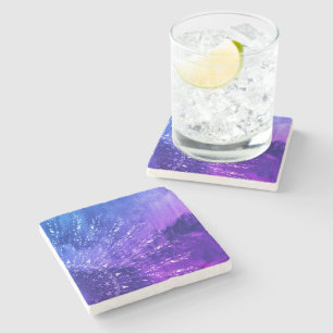 Blue Purple Mandala Clouds Boho Bohemian Stone Coaster