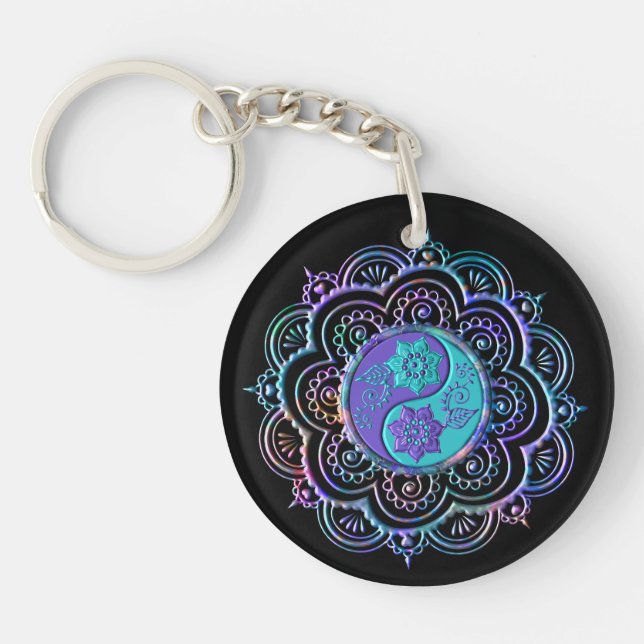 Blue & Purple Mandala Key Ring (Front)