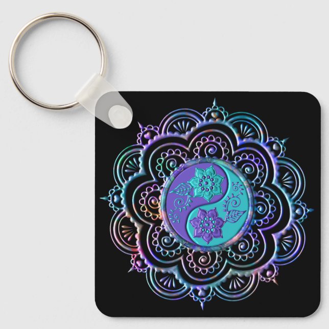 Blue & Purple Mandala Key Ring (Front)