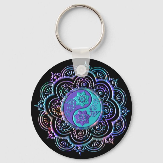 Blue & Purple Mandala Key Ring (Front)