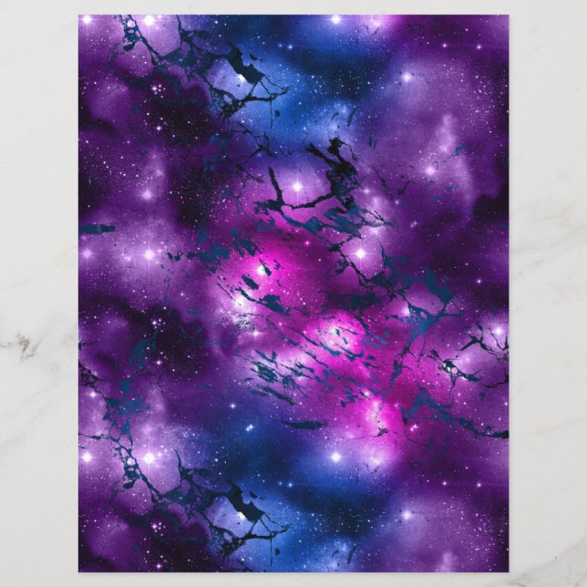 Blue & Purple Marble Galaxy Scrapbook Paper Sheet (Back)