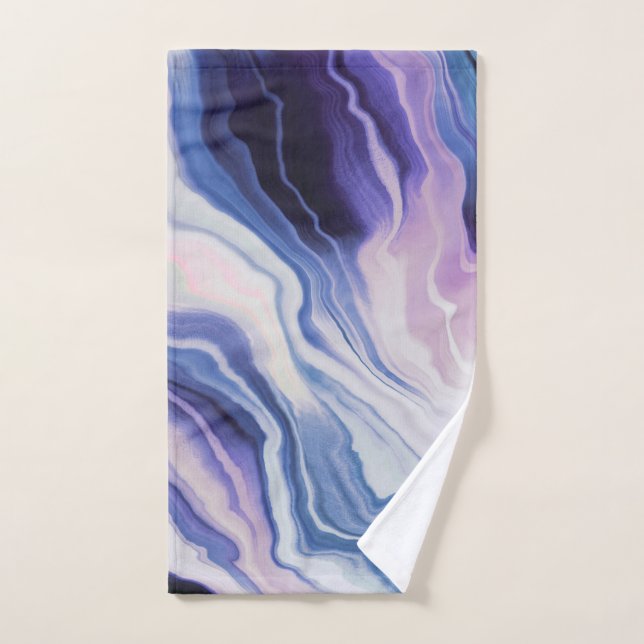 Blue purple marble paint hand towel (Hand Towel)