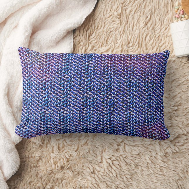 Blue & Purple Modern Abstract Pattern 1266 Lumbar Cushion (Blanket)