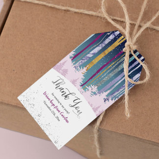 Blue Purple Mystic Snowy Wood Winter Birthday  Gift Tags