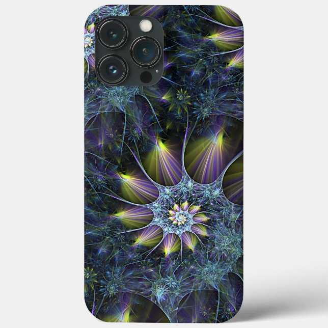 Blue Purple Nautilus Spiral Floral Fractal Pattern Case-Mate iPhone Case (Back)