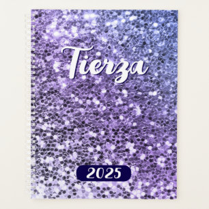 Blue Purple Ombre Chunky Glitter Personalised 2025 Planner