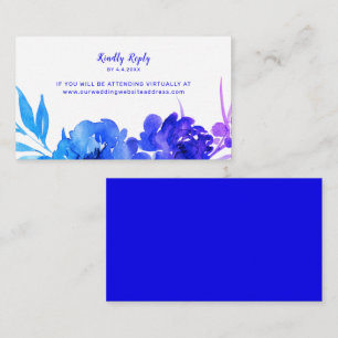 Blue Purple Ombre Floral Virtual Wedding RSVP Enclosure Card