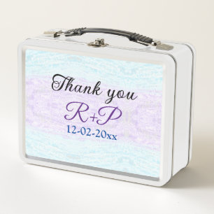 Blue purple ombre glitter sparkle thank you add metal lunch box