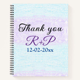 Blue purple ombre glitter sparkle thank you add notebook