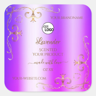 Blue Purple Ombre Gold Ornate Product Labels Logo