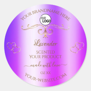 Blue Purple Ombre Gold Ornate Product Labels Logo
