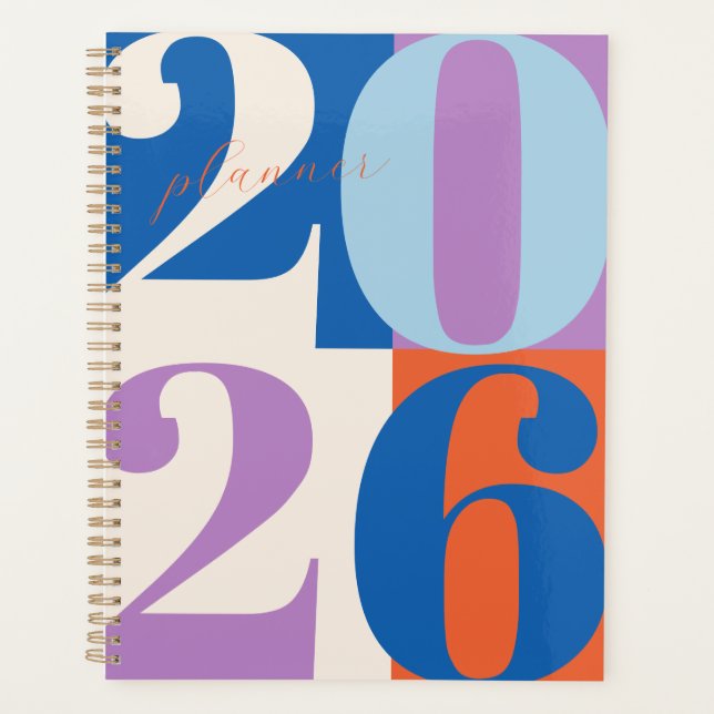 Blue Purple Orange Bold Year Colour Block Planner (Front)