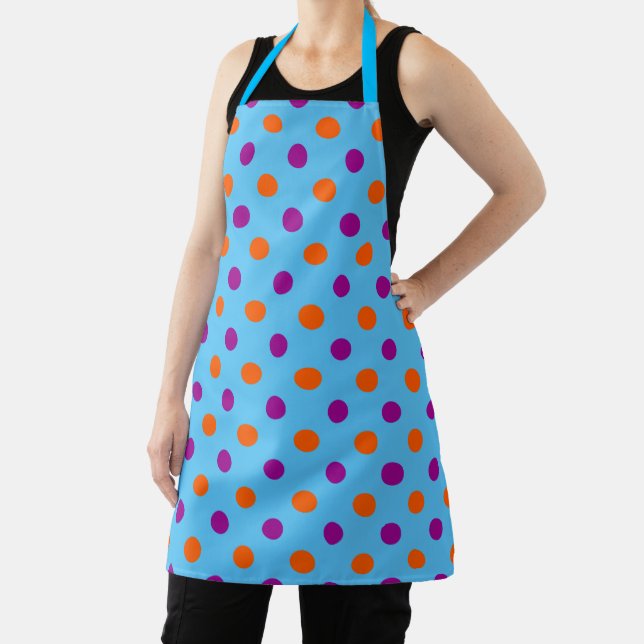 Blue Purple Orange Polka Dot Pattern Apron (Insitu)