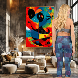 Blue & Purple Patchwork Pattern Denim Quilted Capri Leggings