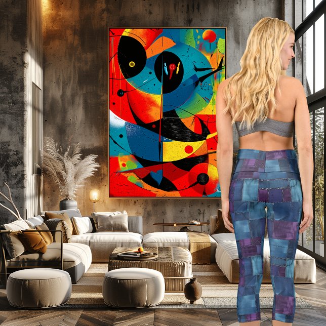 Blue & Purple Patchwork Pattern | Denim Quilted  Capri Leggings (Creator Uploaded)