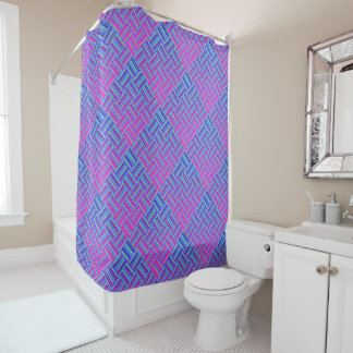 Blue Purple Pattern 1980s Style Shower Curtain