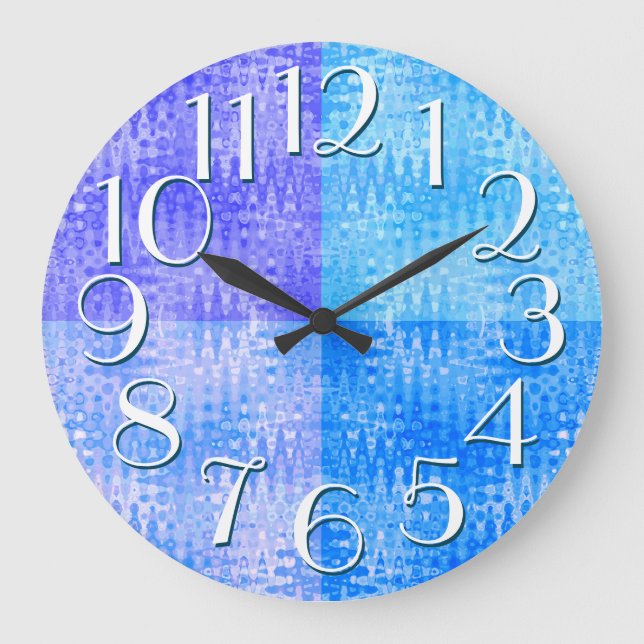 Blue Purple Pattern Elegant Oversize Numbers Large Clock (Front)