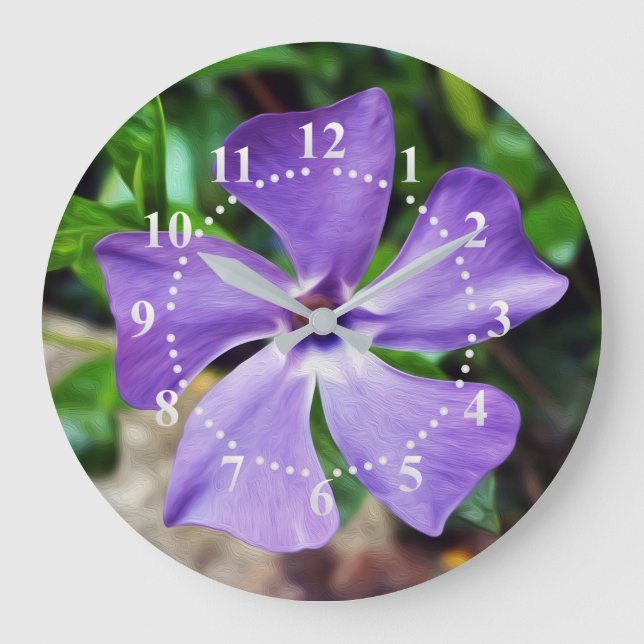 Blue purple petals large clock (Front)