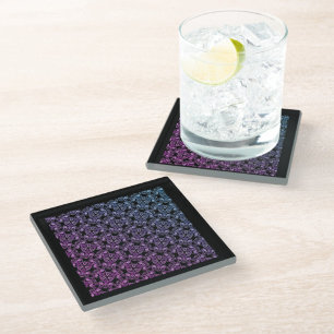 Blue Purple Pink Abstract Glass Coaster