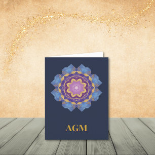 Blue, Purple, Pink and Gold Abstract Note Cards