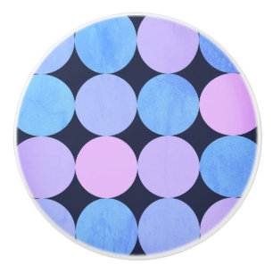 Blue Purple & Pink Circles Ceramic Knob