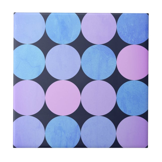 Blue Purple & Pink Circles Ceramic Tile (Front)