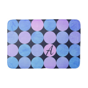 Blue Purple & Pink Circles Monogram Bath Mat