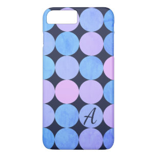 Blue Purple & Pink Circles Monogram iPhone 8 Plus/7 Plus Case