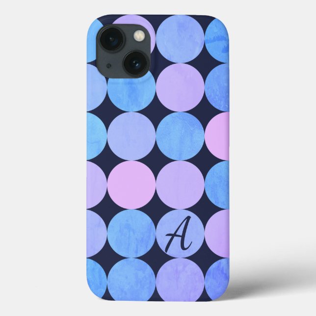 Blue Purple & Pink Circles Monogram Case-Mate iPhone Case (Back)