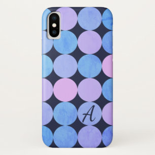 Blue Purple & Pink Circles Monogram iPhone X Case