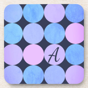 Blue Purple & Pink Circles Monogram Coaster
