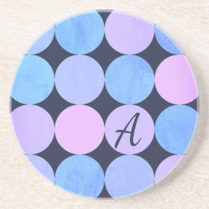 Blue Purple & Pink Circles Monogram Coaster