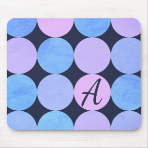 Blue Purple & Pink Circles Monogram Mouse Pad