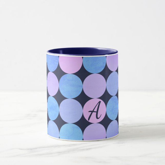 Blue Purple & Pink Circles Monogram Mug (Center)