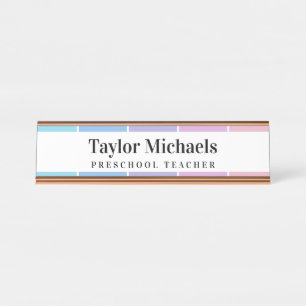 Blue Purple Pink Colour Swatch Gradient Name Title Desk Name Plate