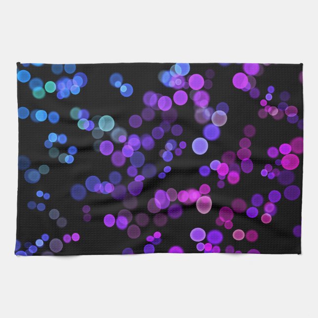 Blue Purple Pink Green Abstract Bubble Pattern Tea Towel (Horizontal)
