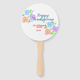 Blue purple pink happy thanksgiving add family n hand fan