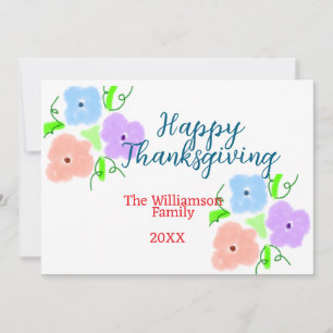 Blue purple pink happy thanksgiving add family n invitation