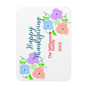 Blue purple pink happy thanksgiving add family n magnet