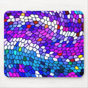 Blue Purple Pink Mosaic Tile Pattern Mousepad