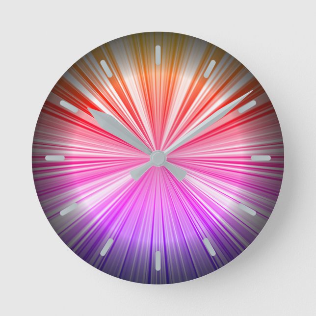 Blue Purple Pink Red Yellow Spectrum Radiant COOL Round Clock (Front)