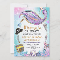 Blue Purple Pirates Mermaid Joint Birthday