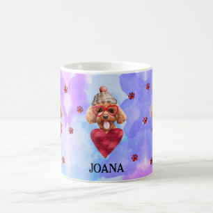 Blue Purple Poodle Valentine's Day Gift Dog Coffee Mug