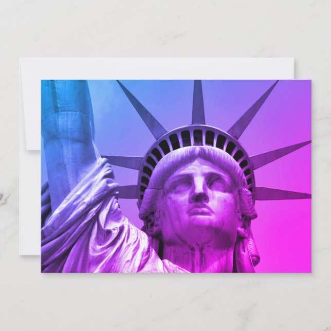 Blue Purple Pop Art Statue of Liberty New York Card (Front)