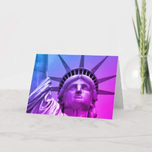 Blue Purple Pop Art Statue of Liberty New York Card