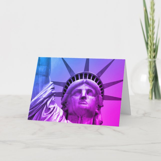 Blue Purple Pop Art Statue of Liberty New York Card (Front)